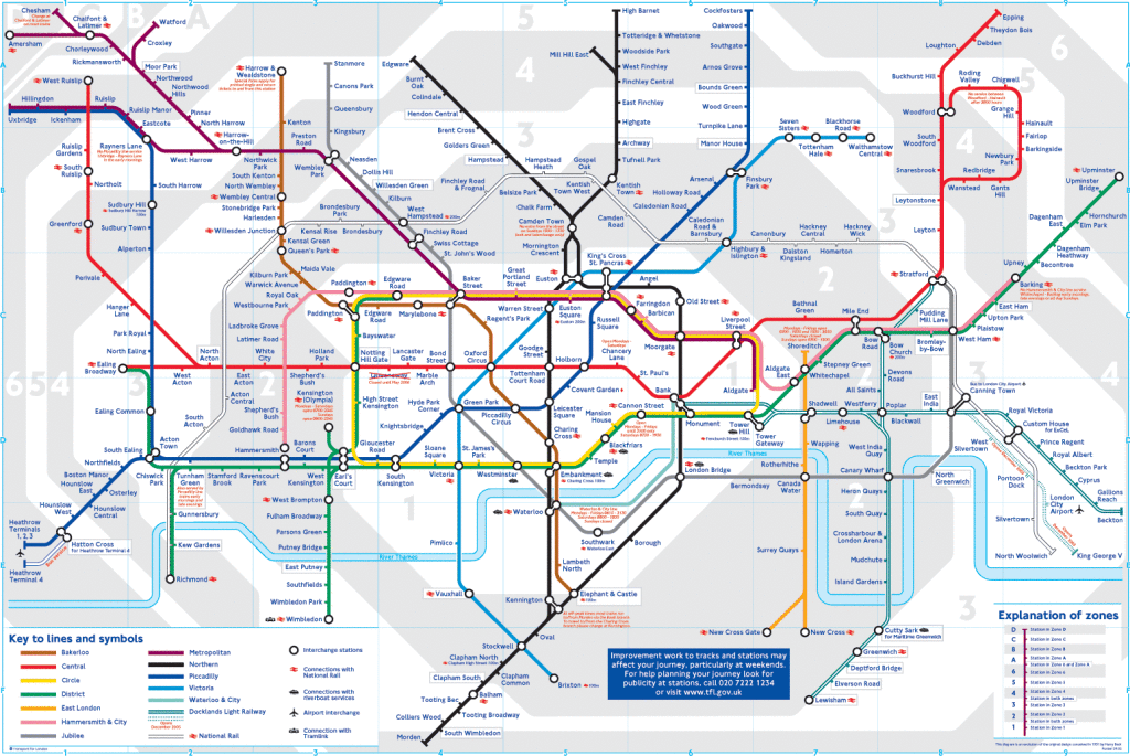 London Tube Map, Mappa della Metropolitana di Londra Guida Viaggi