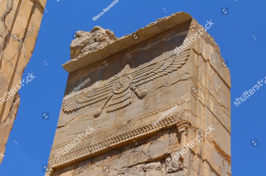 Persepoli, Iran. Simbolo dello zoroastrismo. Rovine della capitale cerimoniale dell'Impero persiano (Impero achemenide). Autore e copyright Marco Ramerini