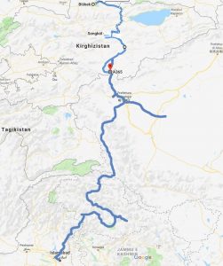 Viaggio tra le montagne dell’Asia Centrale. Mappa dell'itinerario
